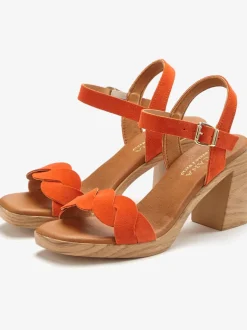 Sandales à brides talon bottier confortable, brides effet tressé et imitation daim élégante