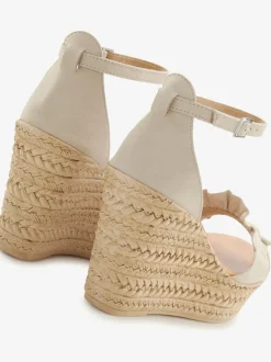 Sandales chaussures en cuir avec talon compensé confortable et imitation daim élégante
