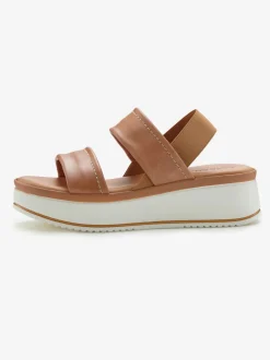 Sandales compensées chaussures en cuir avec brides élastiques pour un confort optimal