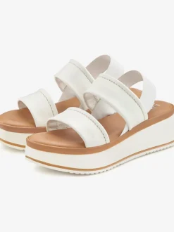 Sandales compensées chaussures en cuir avec brides élastiques pour un confort optimal