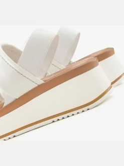 Sandales compensées chaussures en cuir avec brides élastiques pour un confort optimal