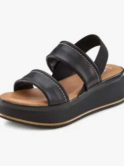 Sandales compensées chaussures en cuir avec brides élastiques pour un confort optimal