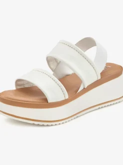 Sandales compensées chaussures en cuir avec brides élastiques pour un confort optimal