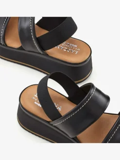 Sandales compensées chaussures en cuir avec brides élastiques pour un confort optimal