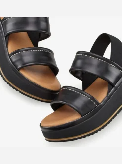 Sandales compensées chaussures en cuir avec brides élastiques pour un confort optimal