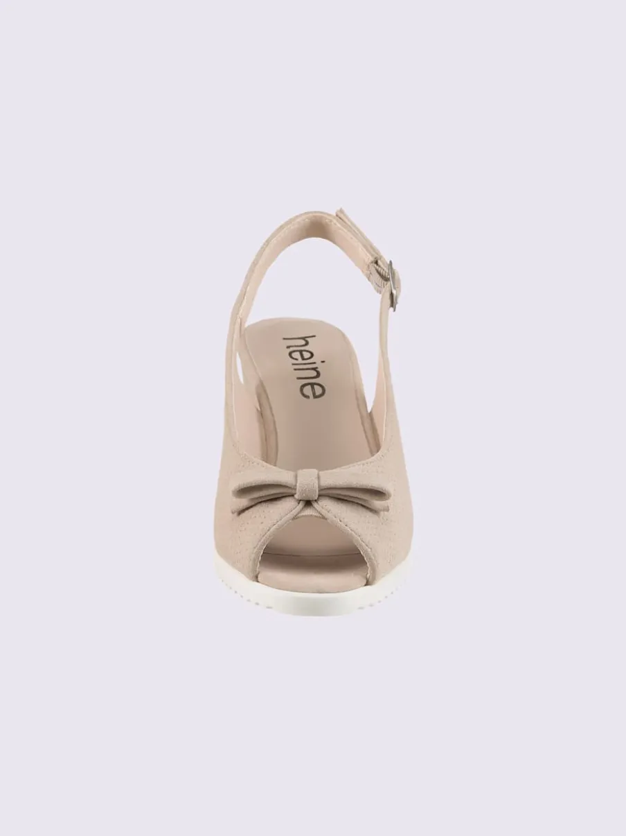 Sandales compensées cuir velours de chèvre