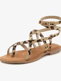 Sandales estivales élégantes, imitation léopard tendance