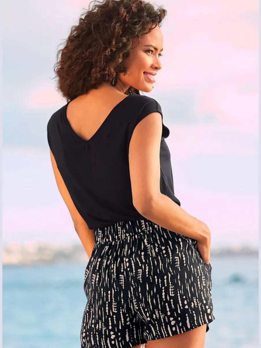 Short avec imprimé intégral ceinture à nouer et poches