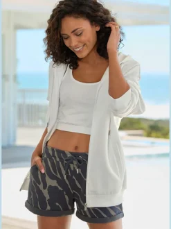 Short décontracté avec motif zèbre et poches latérales fendues