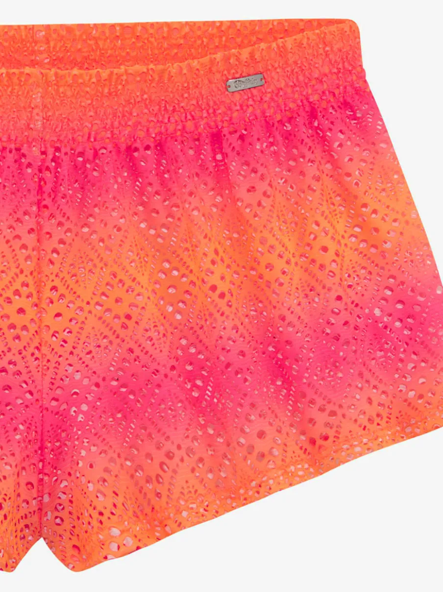 Short de bain avec broderie ajourée et bords-côtes extensibles