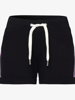 Short de plage avec ceinture côtelée et bandes rayées