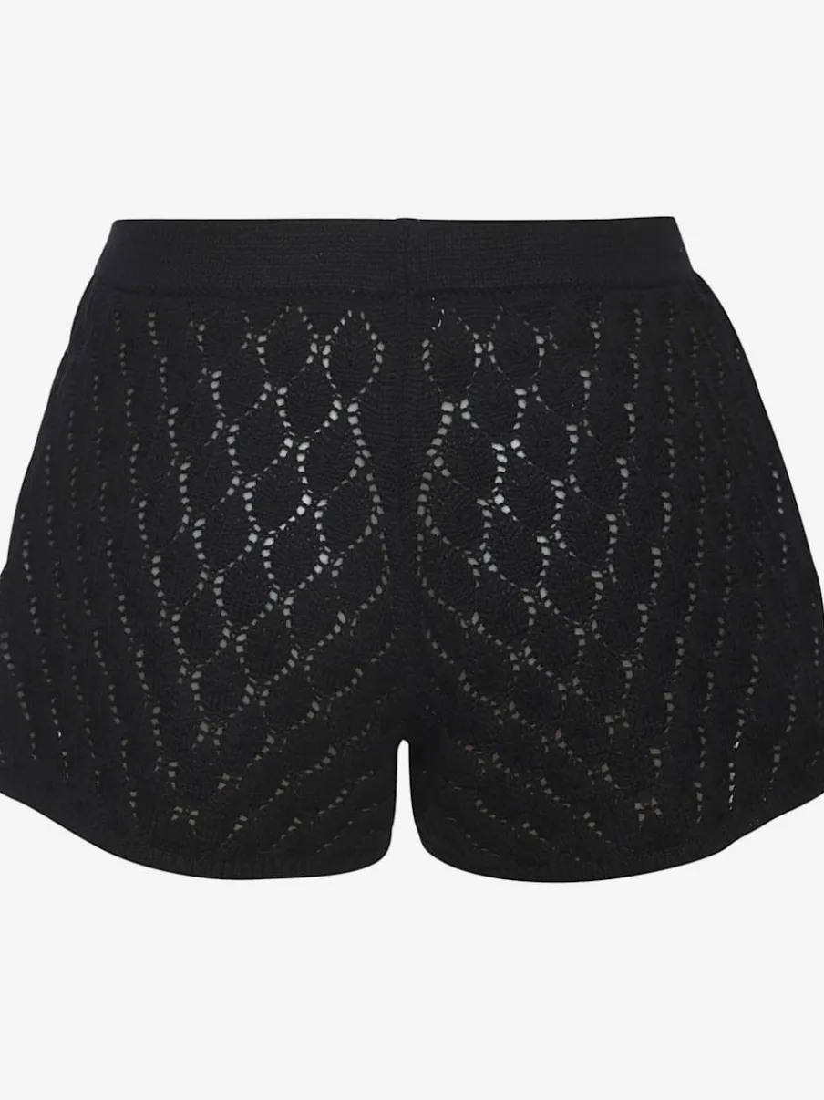 Short de plage en tricot à manches larges et motifs ajourés