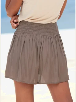 Short d'été léger avec large ceinture smockée et coupe décontractée