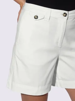 Short en coton extensible à taille légèrement haute avec poches décoratives et jambes larges