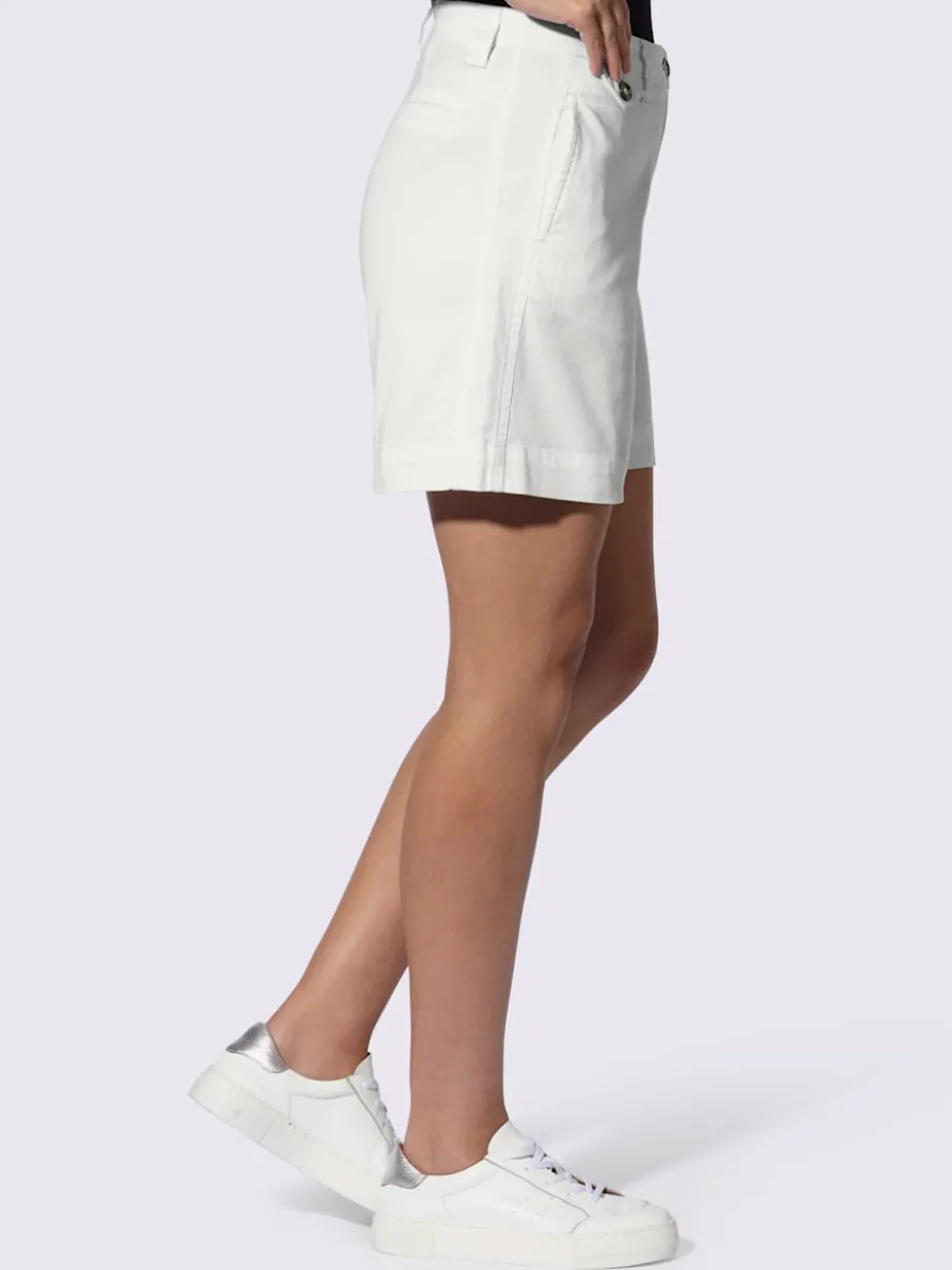 Short en coton extensible à taille légèrement haute avec poches décoratives et jambes larges