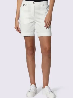 Short en coton extensible à taille légèrement haute avec poches décoratives et jambes larges