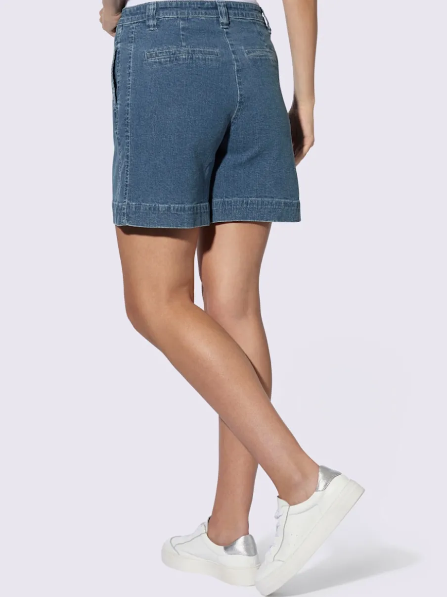 Short en coton extensible à taille légèrement haute avec poches décoratives et jambes larges