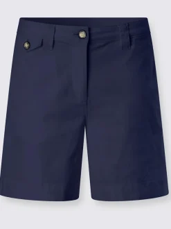 Short en coton extensible à taille légèrement haute avec poches décoratives et jambes larges