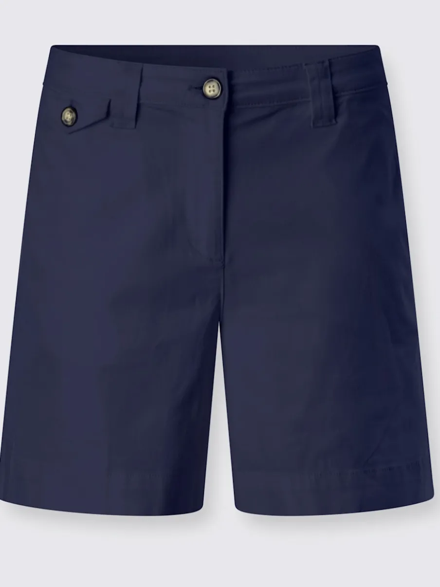 Short en coton extensible à taille légèrement haute avec poches décoratives et jambes larges
