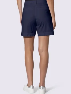 Short en coton extensible à taille légèrement haute avec poches décoratives et jambes larges