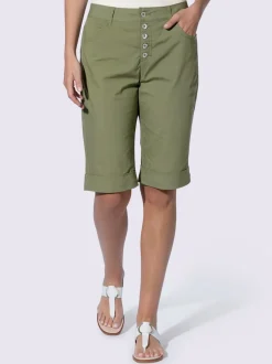 Short en jean coupe 5 poches avec patte de boutonnage et revers fixe
