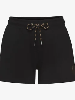 Short en matière sweat avec ruban à coulisse et poches fendues