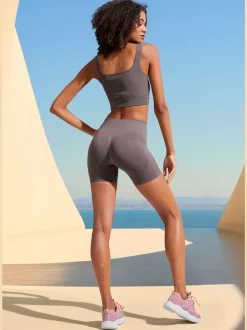 Short sans coutures moulant avec structure côtelée douce