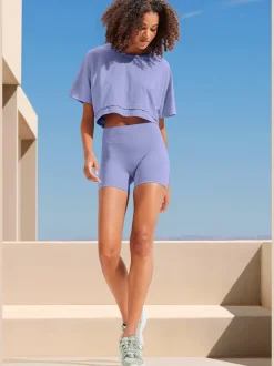 Short sans coutures moulant avec structure côtelée douce