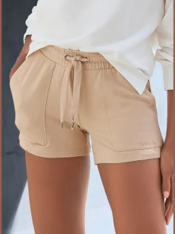 Shorts décontractés en sweat doux avec ceinture sportive