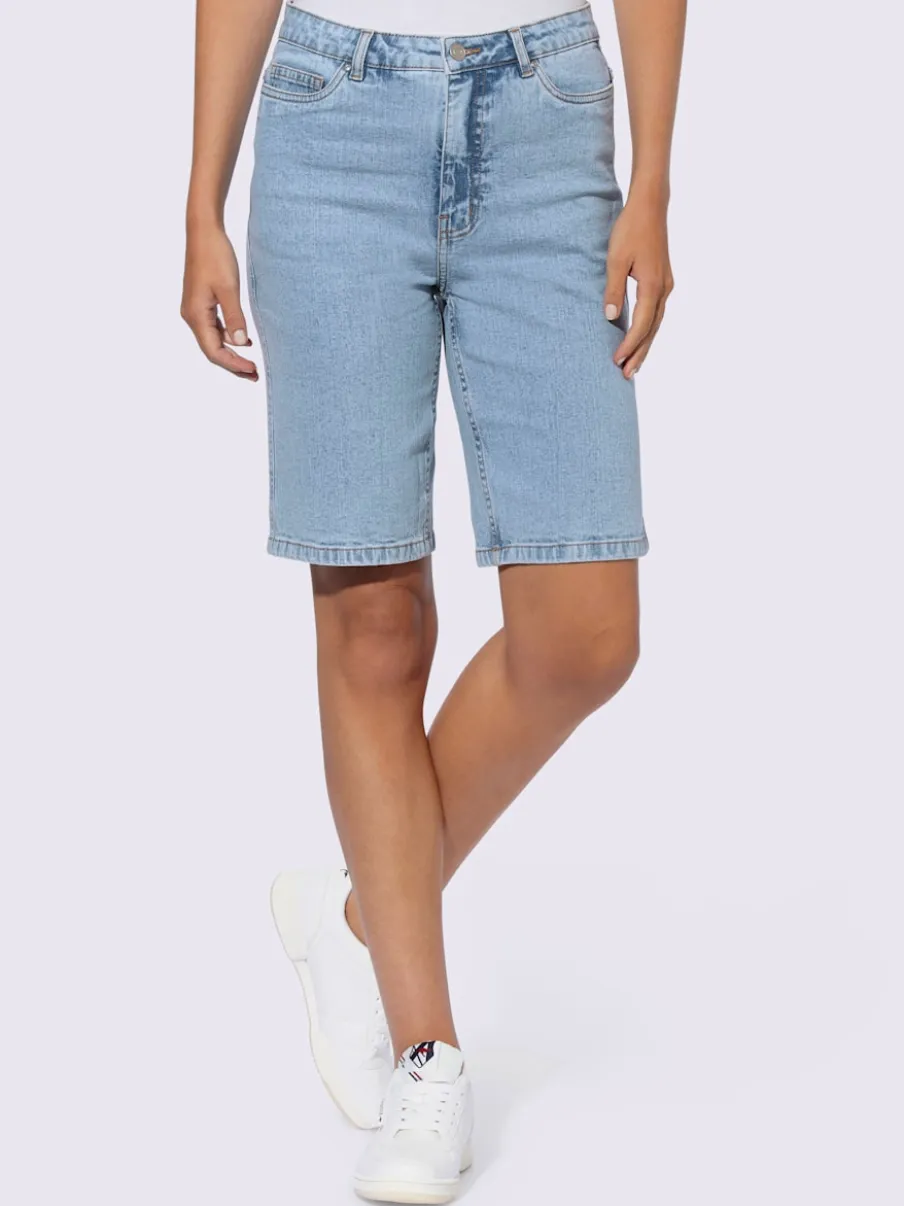 Shorts en jean à cinq poches taille haute coton