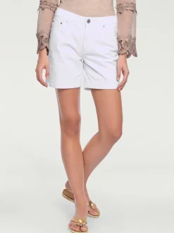 Shorts en jean coupe droite à revers matière extensible