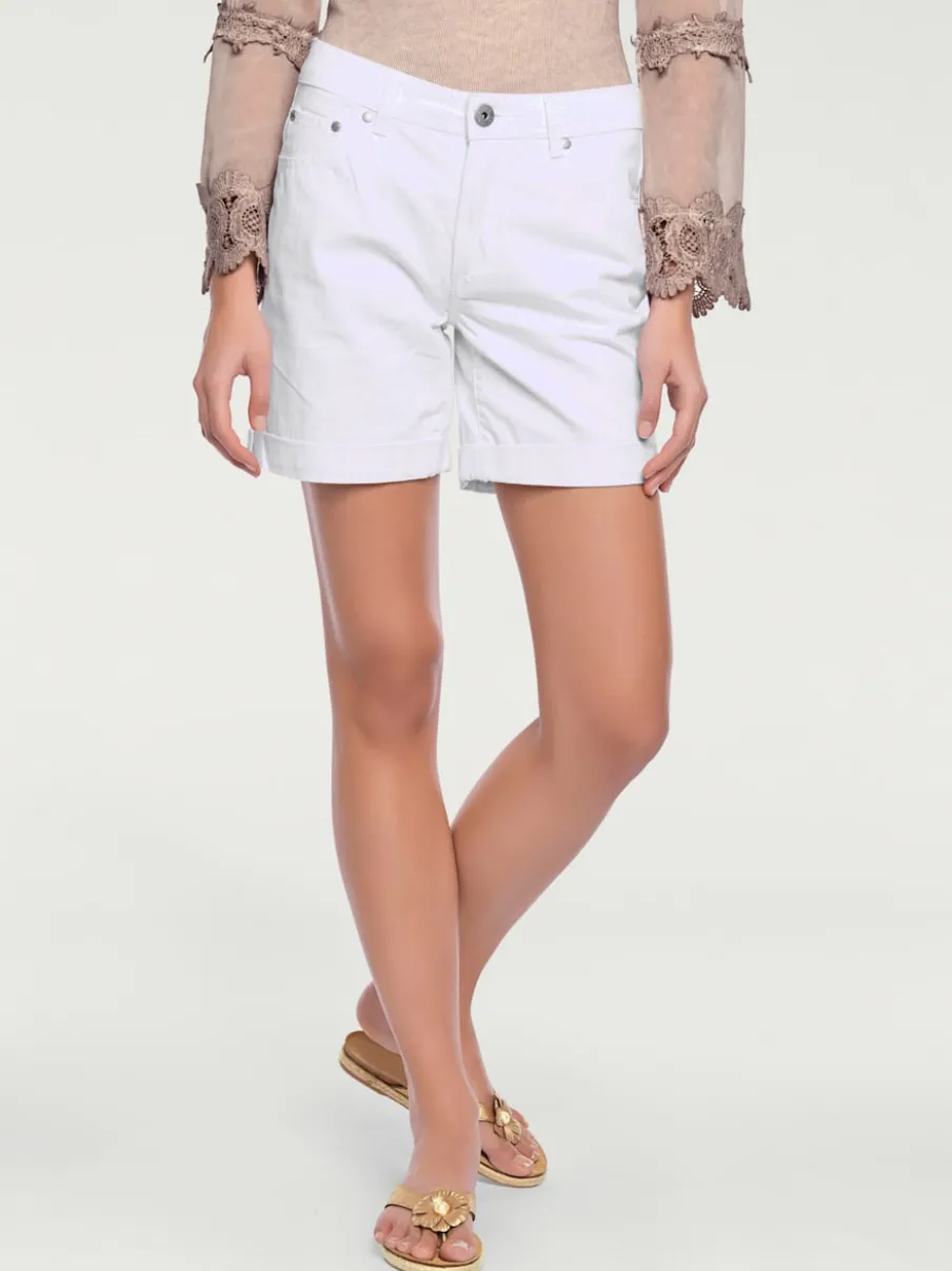 Shorts en jean coupe droite à revers matière extensible