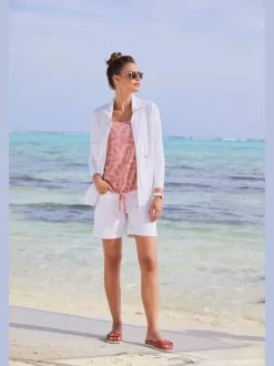 Shorts en jean coupe droite à revers matière extensible