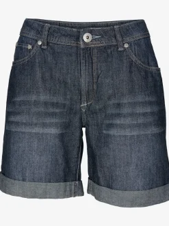 Shorts en jean coupe droite à revers matière extensible