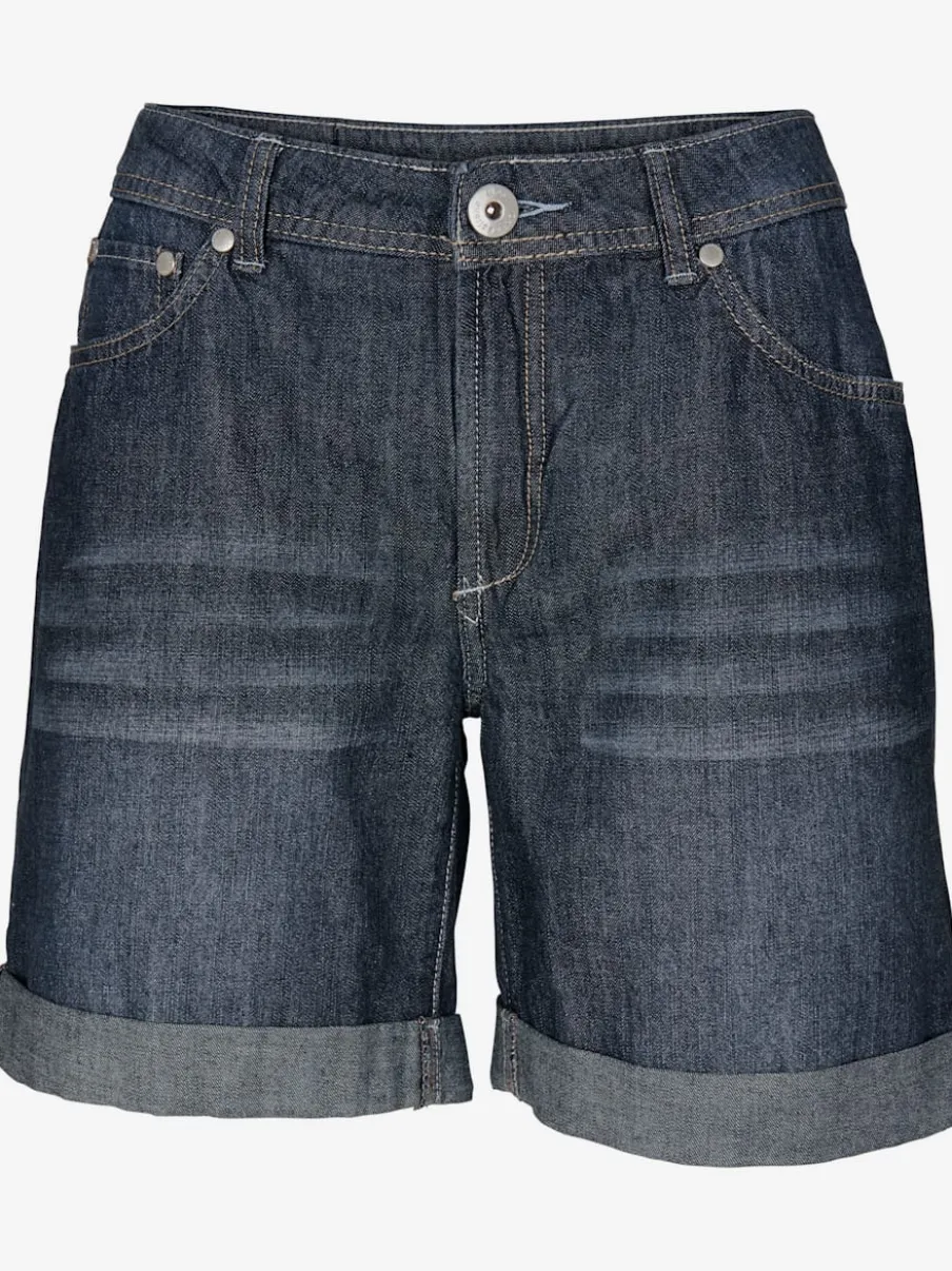 Shorts en jean coupe droite à revers matière extensible