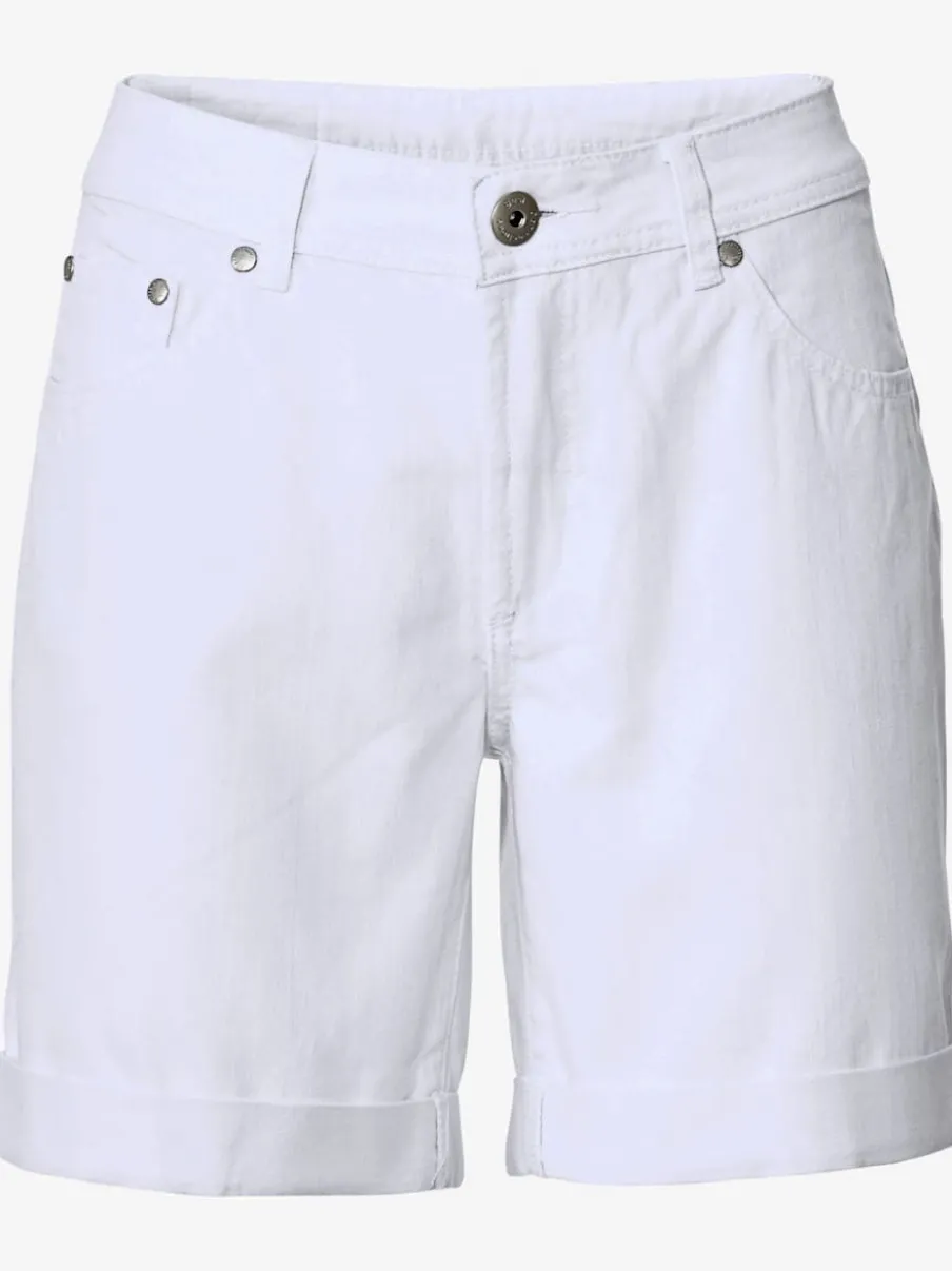 Shorts en jean coupe droite à revers matière extensible