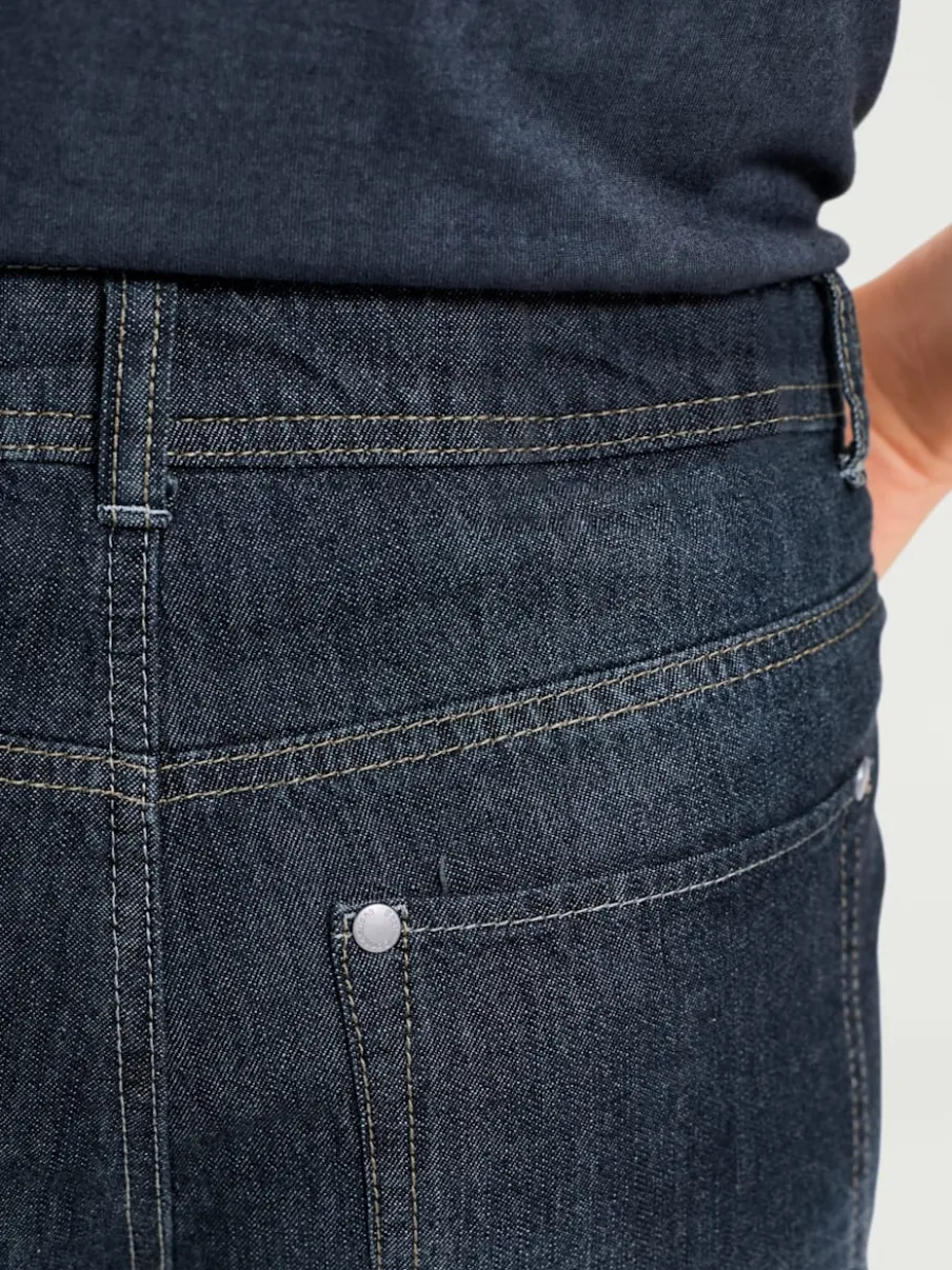 Shorts en jean coupe droite à revers matière extensible