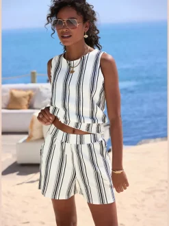Shorts short décontracté avec bords-côtes smockés extra-larges
