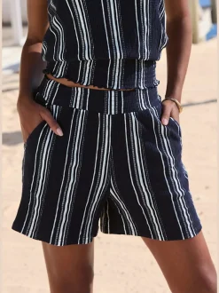 Shorts short décontracté avec bords-côtes smockés extra-larges