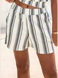 Shorts short décontracté avec bords-côtes smockés extra-larges