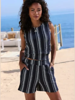 Shorts short décontracté avec bords-côtes smockés extra-larges