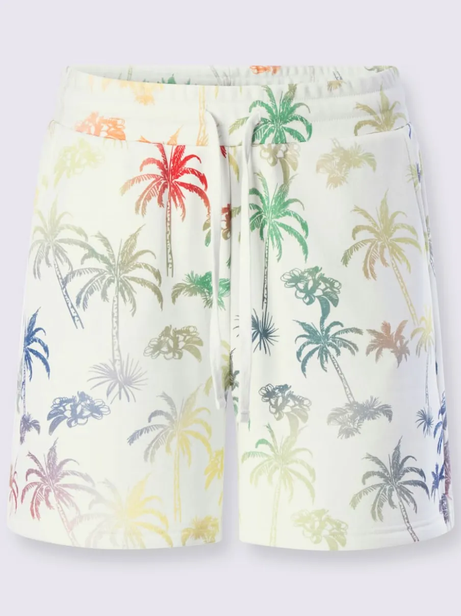 Short sweat avec imprimé tropical et ceinture élastique