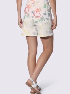 Short sweat avec imprimé tropical et ceinture élastique