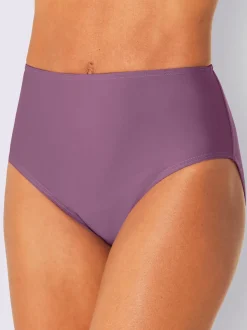 Slip bikini uni avec détails en dentelle et bretelles ajustables