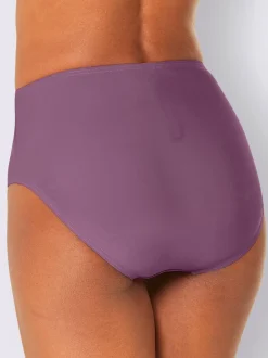 Slip bikini uni avec détails en dentelle et bretelles ajustables