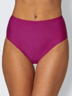 Slip bikini uni avec détails en dentelle et bretelles ajustables