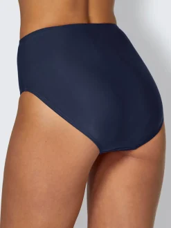 Slip bikini uni avec détails en dentelle et bretelles ajustables