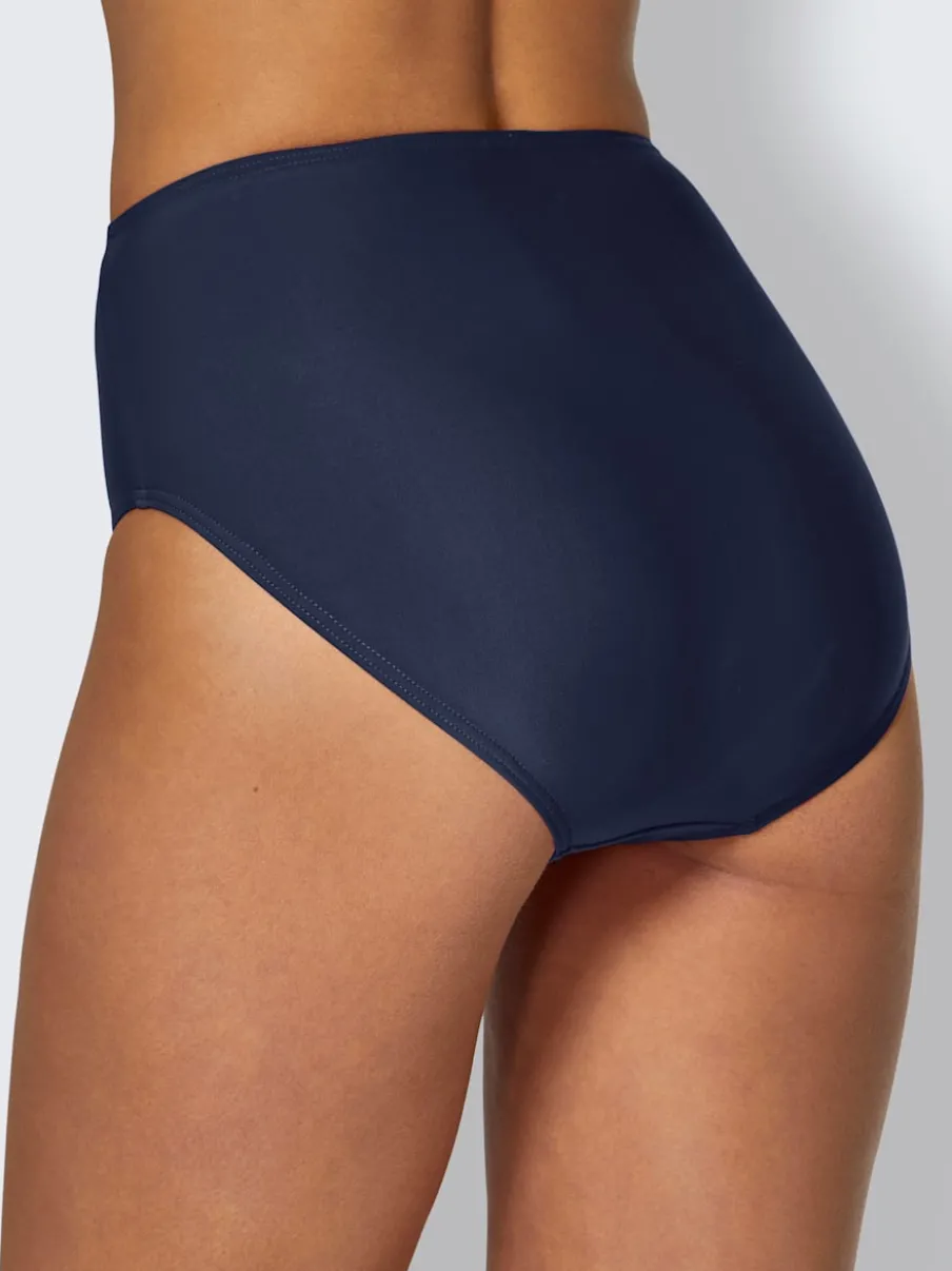 Slip bikini uni avec détails en dentelle et bretelles ajustables