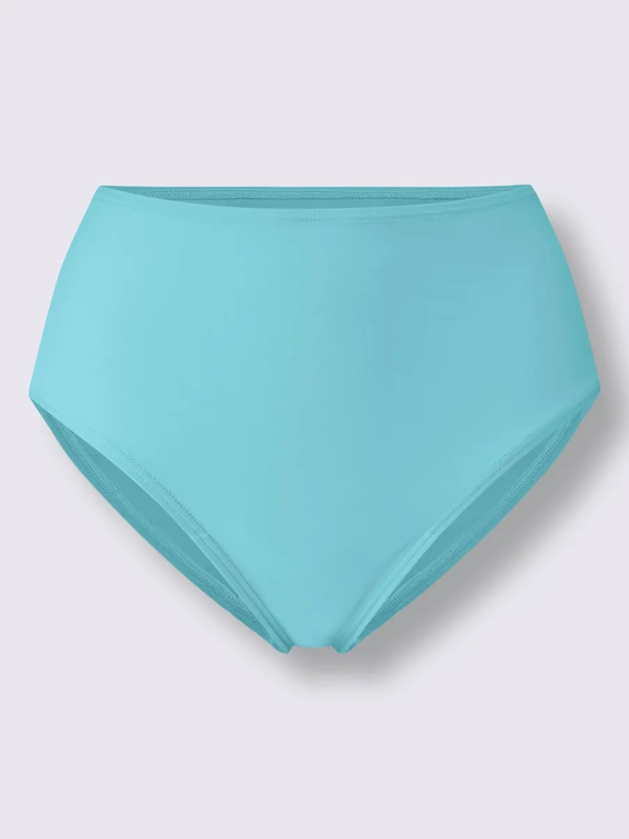 Slip bikini uni avec détails en dentelle et bretelles ajustables