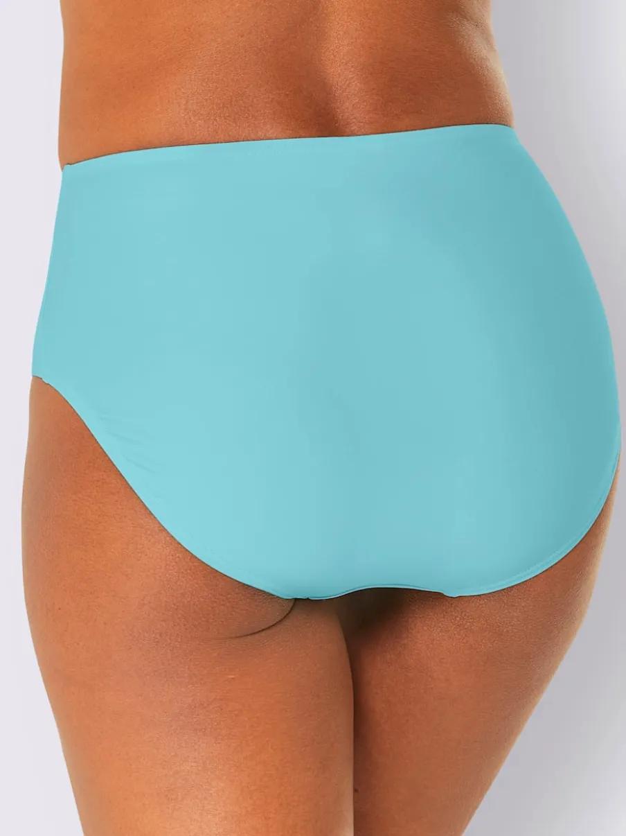 Slip bikini uni avec détails en dentelle et bretelles ajustables